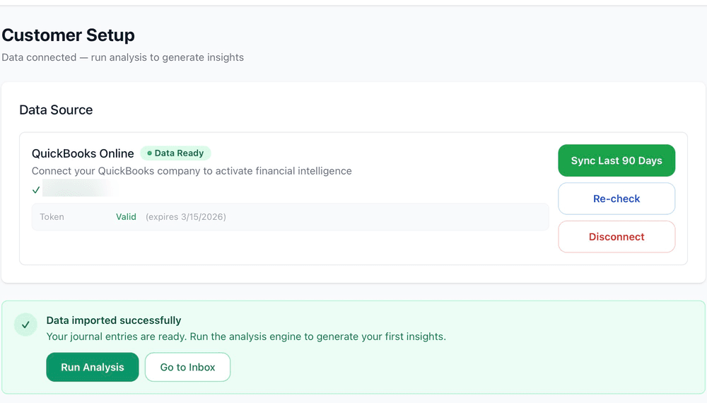 Customer Setup with Data Ready