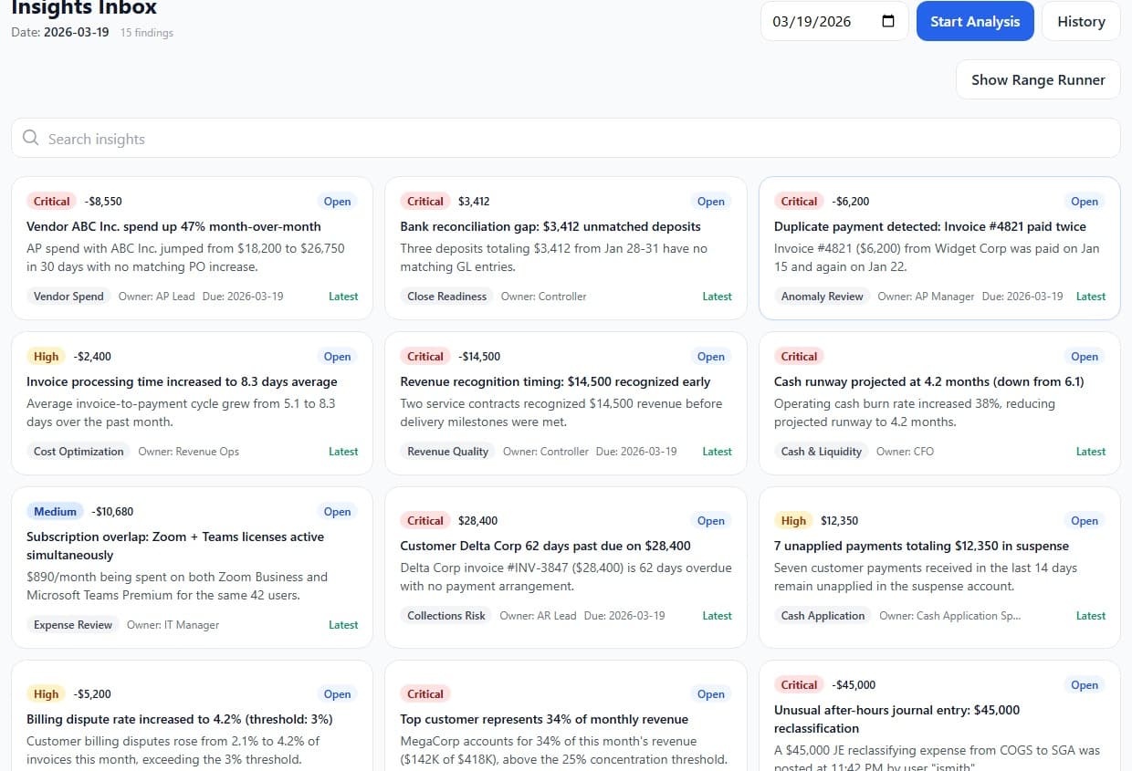 Insights Inbox ranked by severity